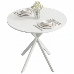 HOMCOM Mesa de Comedor Redonda, Mesa de Cocina Pequeña para 2 Personas, Estilo Moderno, Patas de Acero Cruzadas, para Comedor, Cocina, Salón, Ø80 cm, Blanco