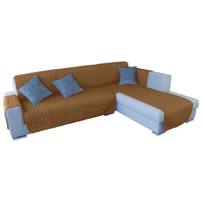 Funda de sofá chaise-longue 3 Plazas ELEGANT REVERSIBLE- ADAPTABLE A AMBOS LADOS Moka