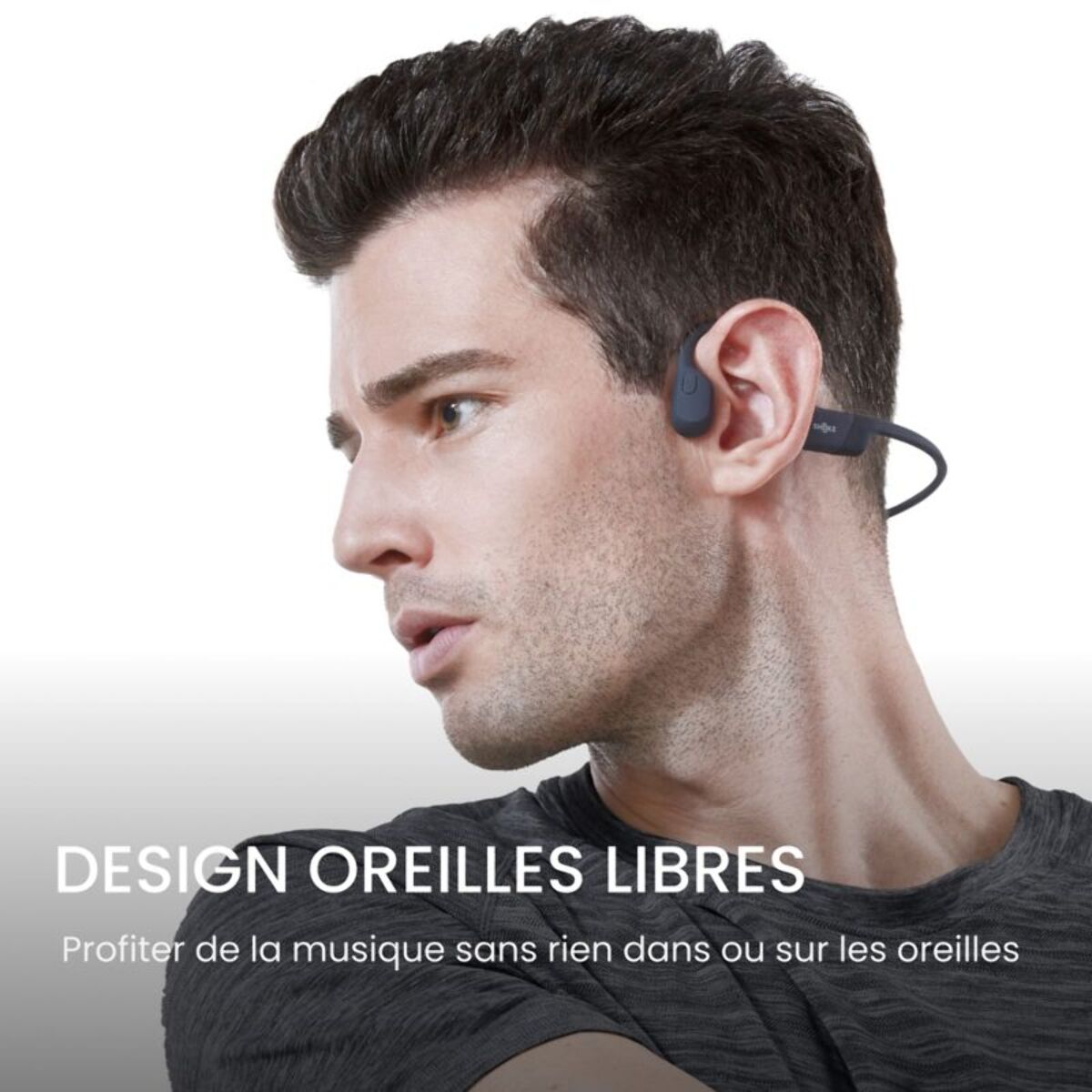 Casque SHOKZ OpenRun Noir - Bluetooth, sans fil, conduction osseuse, charge USB-C