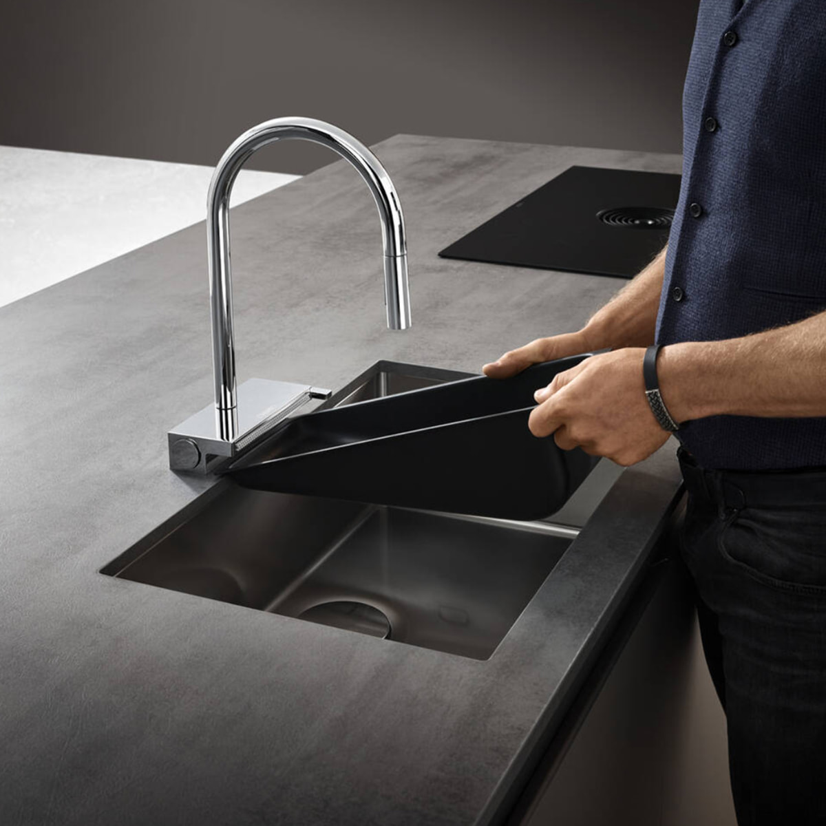 Passoire évier HANSGROHE noir mat