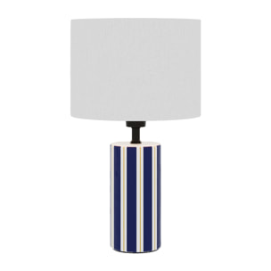 Lampe à Poser Hopper - Céramique Bleue & Abat-jour Lin