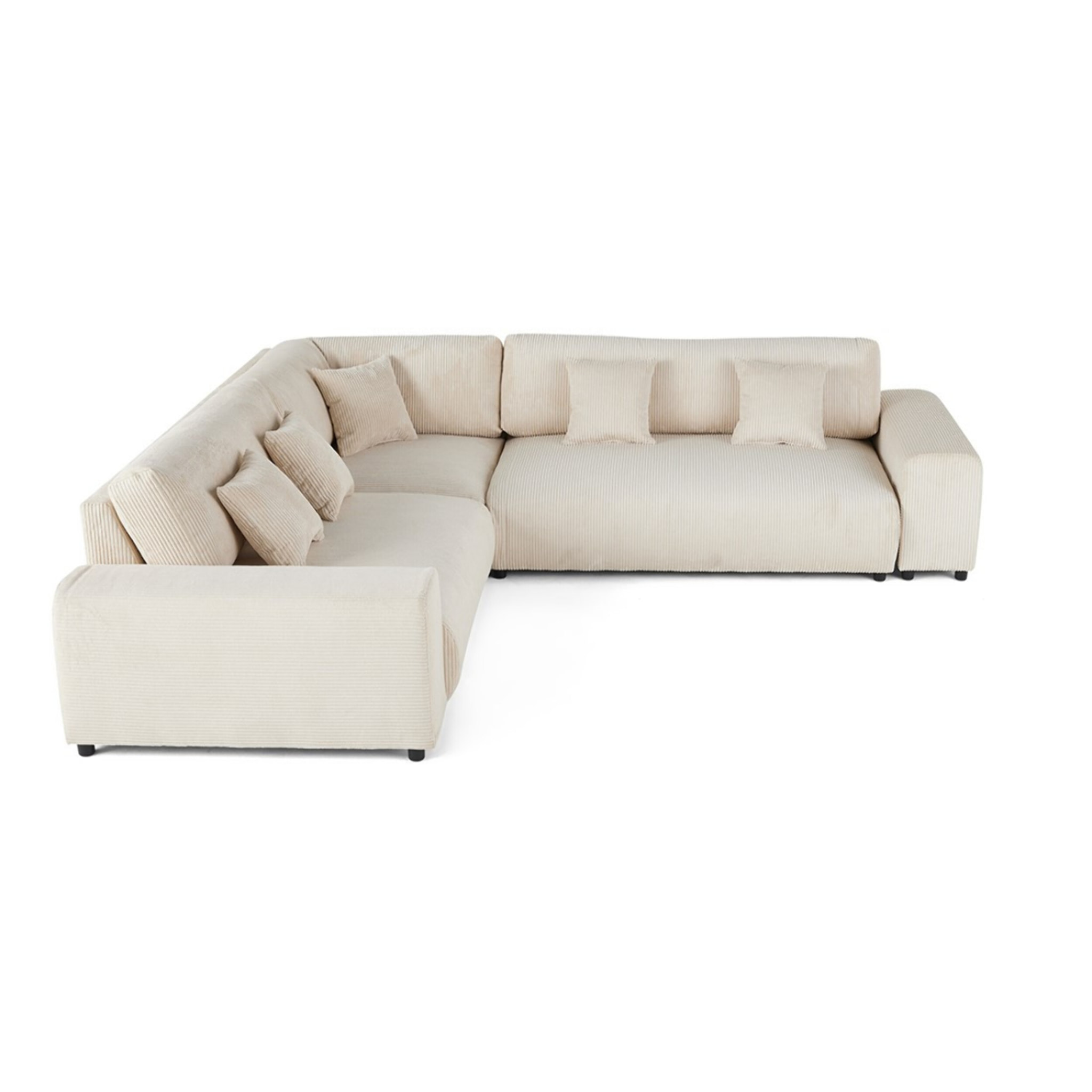 Garance - canapé modulable d'angle gauche - 5 places - en velours côtelé - Beige