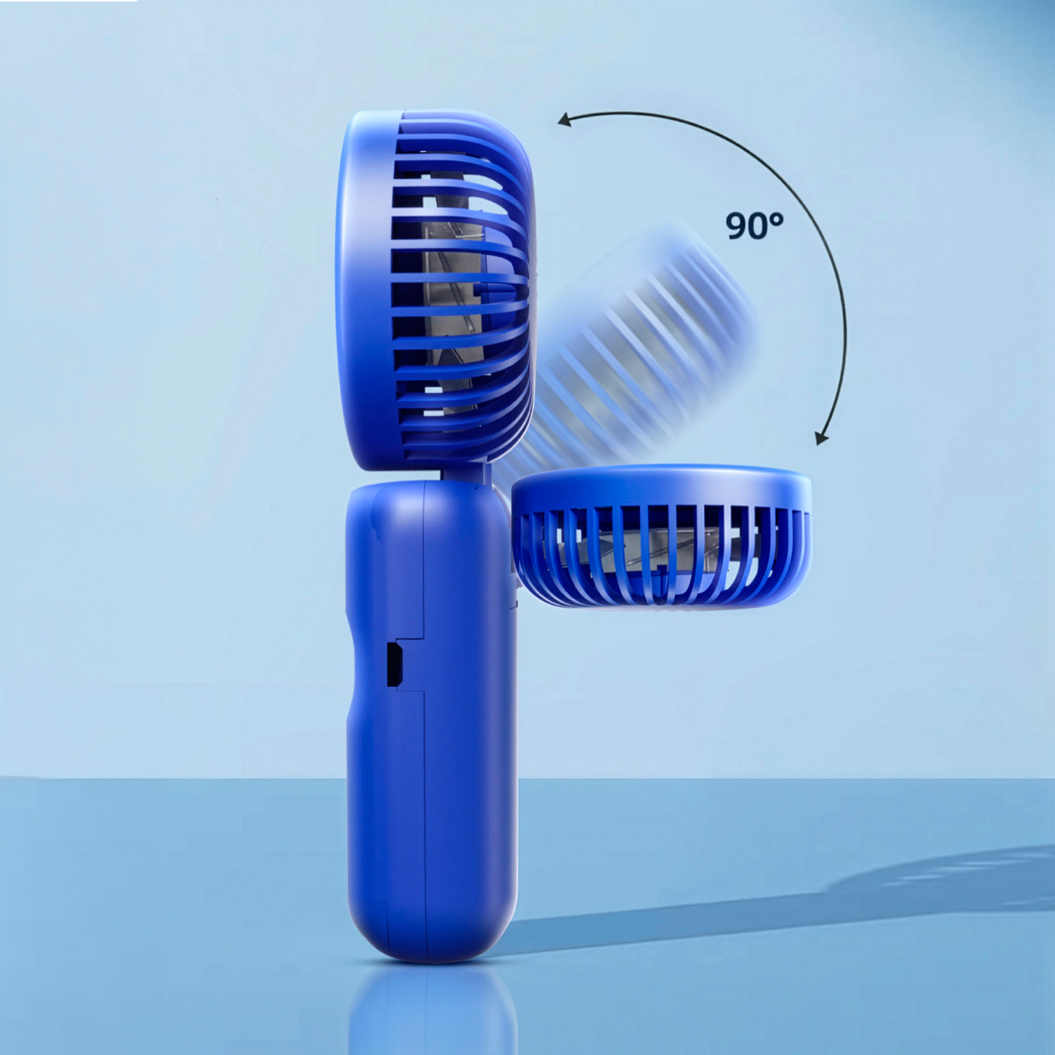 Ventilador portátil FS04 con 3 velocidades ajustables y batería recargable. Ajuste de 180°. Compacto, ligero y fácil de transportar.