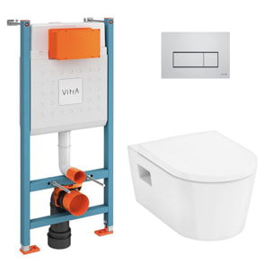 V-Fix Core Pack WC bâti-support + WC sans bride Hansgrohe EluPuraS + Abattant SoftClose + Plaque chrome (VFIXPURA8)