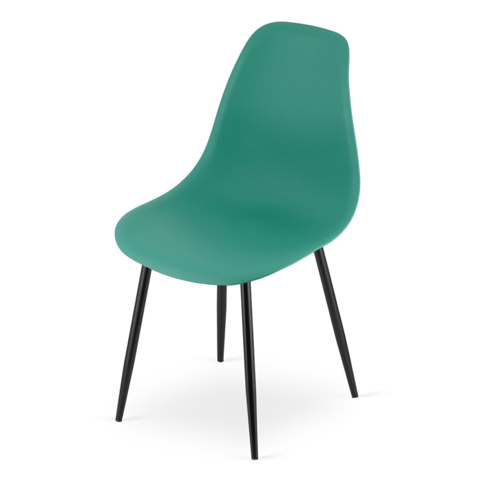 Sedia di design Wat verde con gambe in metallo nero