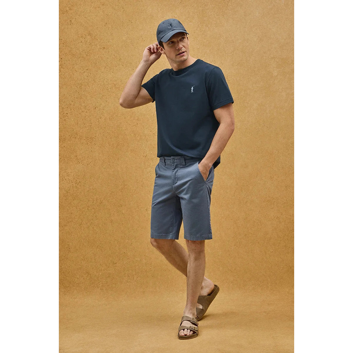 Maglietta blu marino a maniche corte con logo in gomma Rigby Go