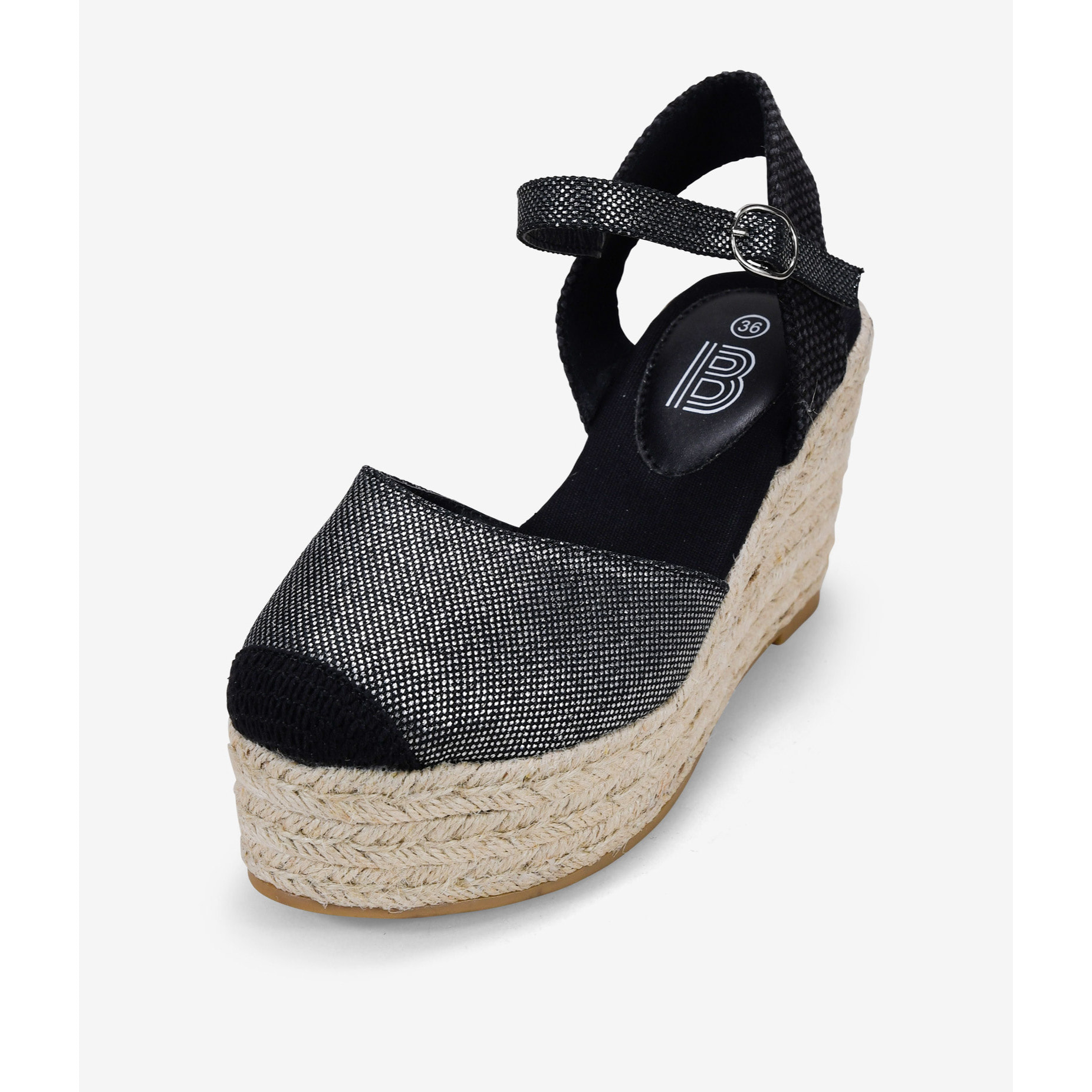 Alpargatas plomo con pulsera y cuña de esparto