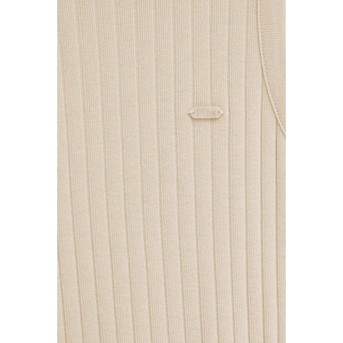 Camiseta sin mangas beige de canalé con logo Polo Club
