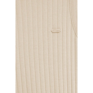 Camiseta sin mangas beige de canalé con logo Polo Club