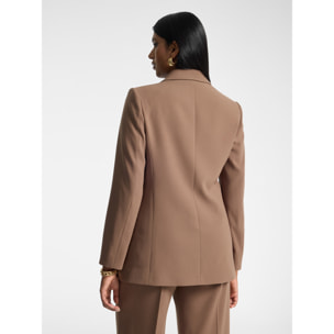 Elena Mirò - Blazer in crêpe con bottone Monogram - Marrone
