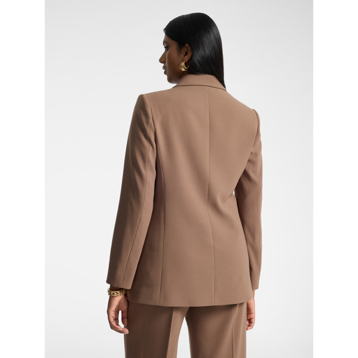 Elena Mirò - Blazer in crêpe con bottone Monogram - Marrone