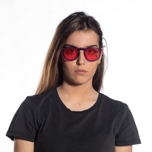 Gafas de sol OCEAN BERLIN - Azul transparente / Transparente rosa degradado y patillas de metal negro mate