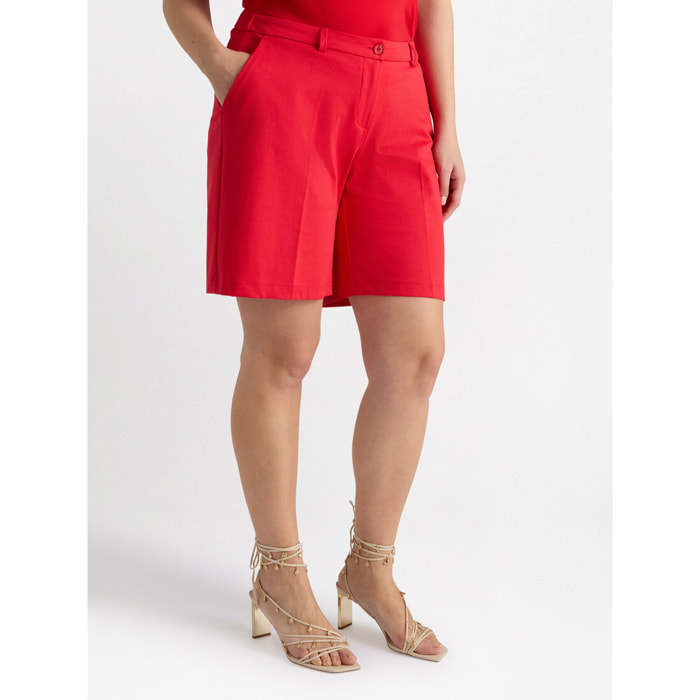 Fiorella Rubino - Pantalón corto en punto Milano - Rojo