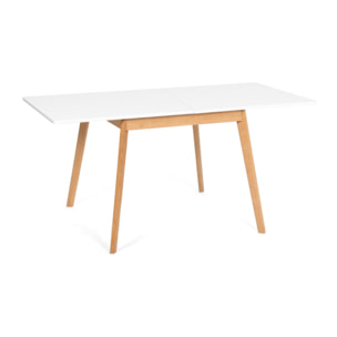 Table à manger dépliable Scandi bois et blanc 80-160cm