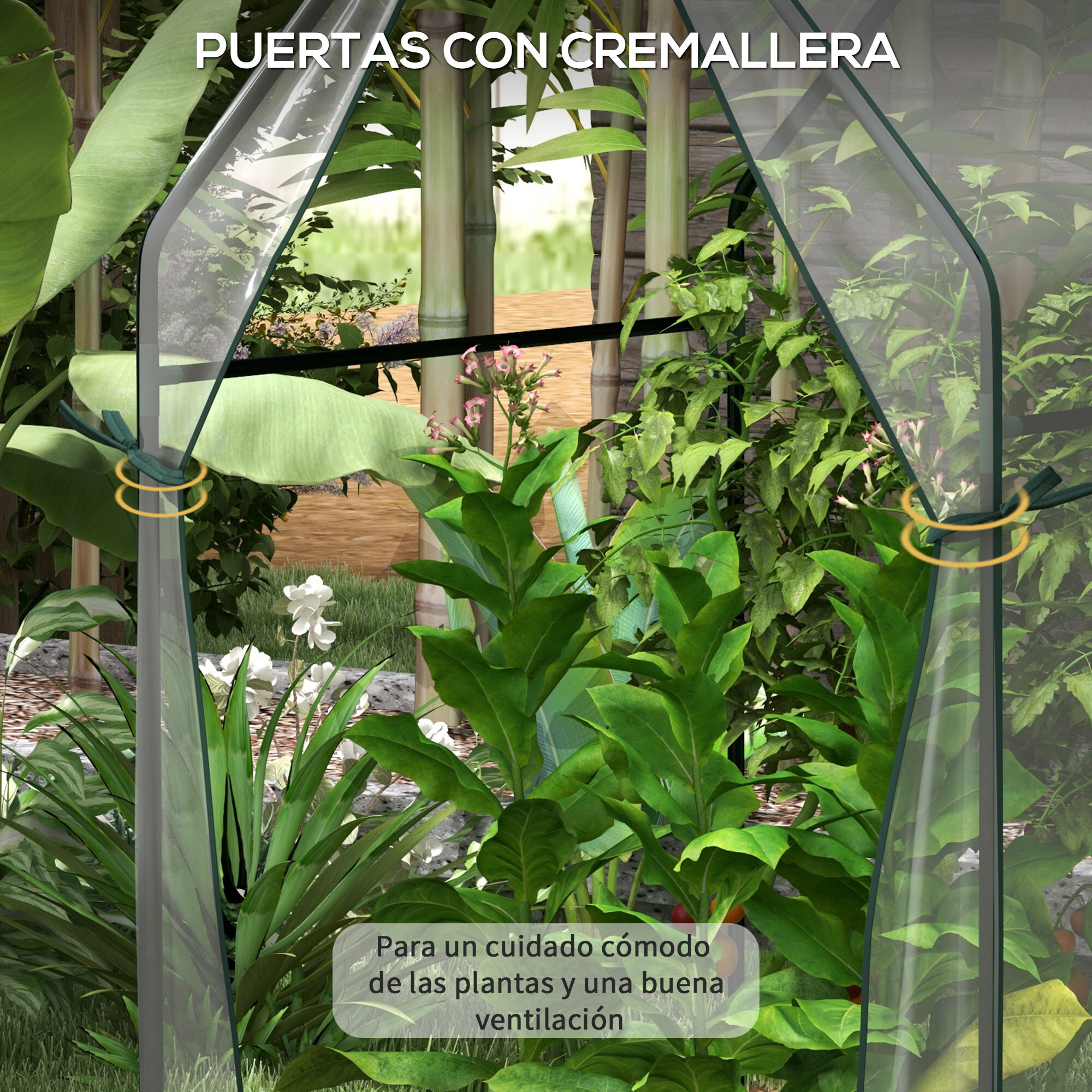 Invernadero de Jardín Invernadero de Terraza con 2 Puertas con Cremallera Anti-UV para Cultivo de Plantas Flores Verduras 90x90x145 cm Transparente