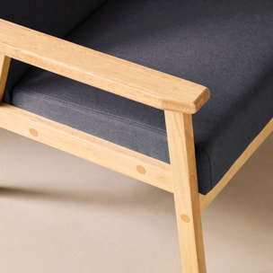Fauteuil scandinave bois de peuplier, d'hévéa et tissu ISAK