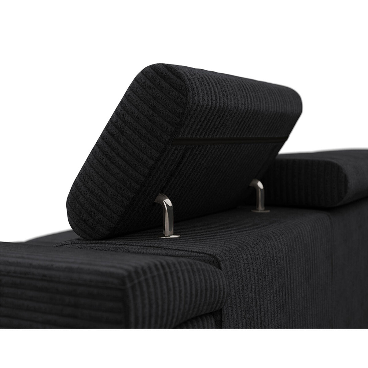 Pablo - canapé droit 2 places avec têtières ajustables - en velours côtelé - Noir