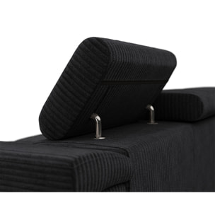 Pablo - canapé droit 2 places avec têtières ajustables - en velours côtelé - Noir