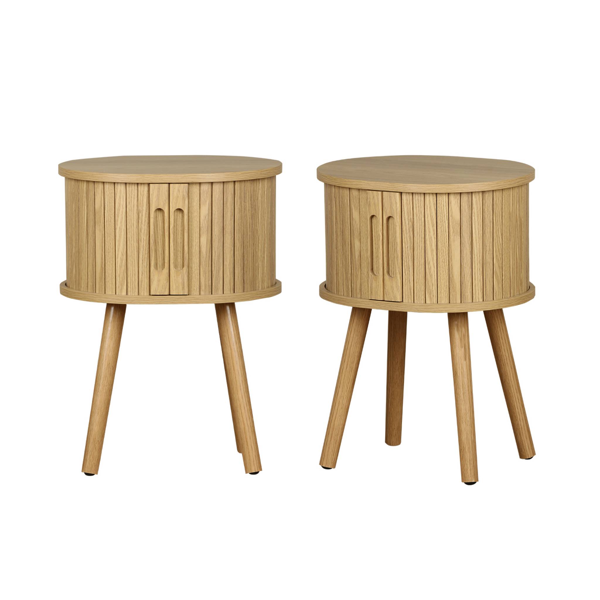 Table de chevet scandinave décor bois 2 portes coulissantes (lot de 2) LEGACY