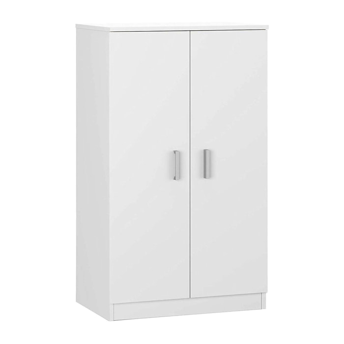 Armadio multiuso 2 ante Arful, Armadio porta scarpe, Mobile basso con 6 ripiani, Scarpiera bassa moderna, 75x36h101 cm, Bianco