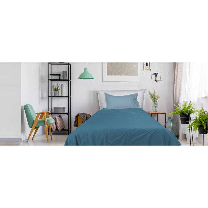 UNO CASA DESIGN Completo Letto Bice 25 Bicolor in Puro Cotone_Singolo_chambray