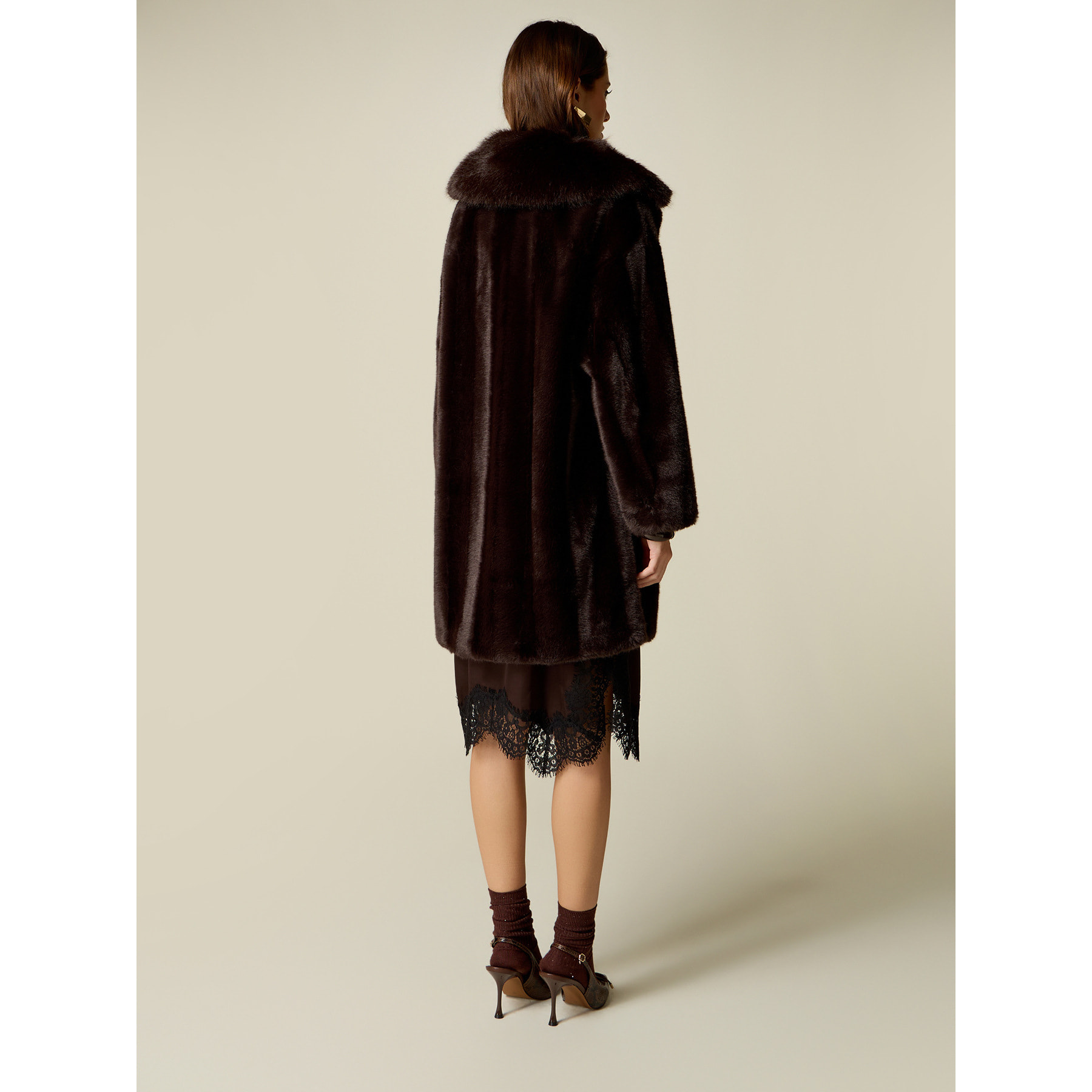 Oltre - Cappotto in tessuto peluche - Marrone