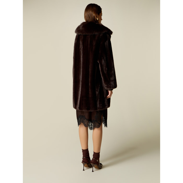 Oltre - Cappotto in tessuto peluche - Marrone