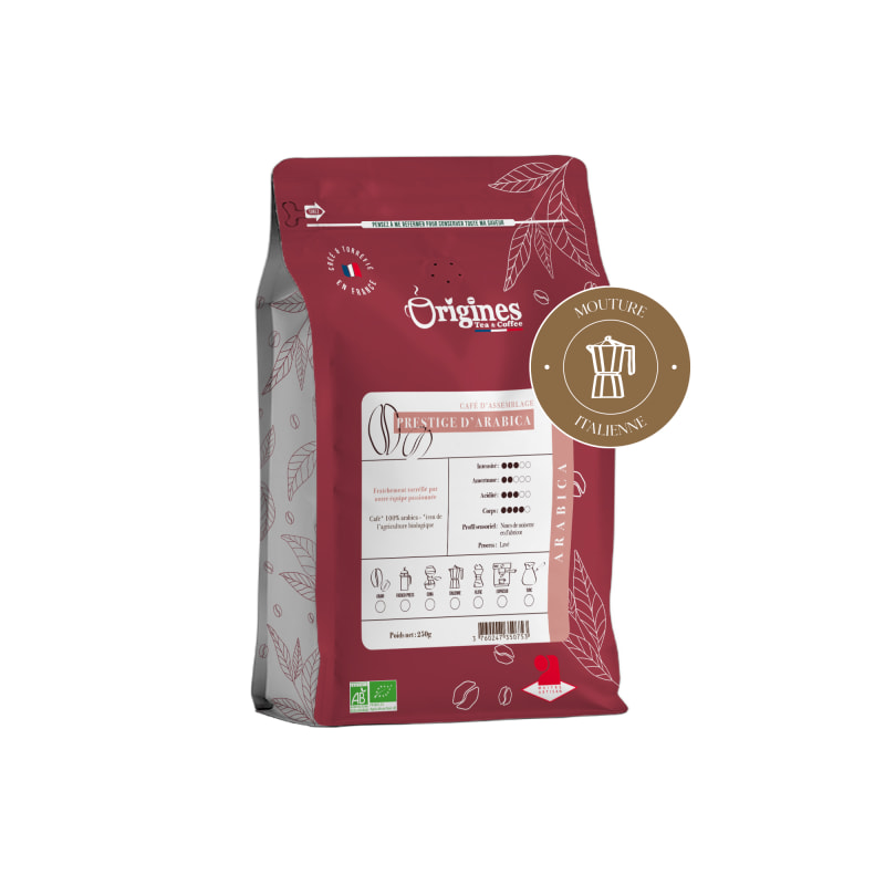 Café Bio Prestige d'Arabica - Blend Pur Arabica - Italienne 250g