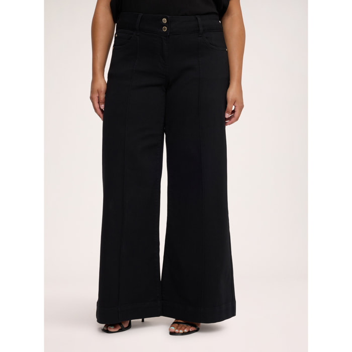 Fiorella Rubino - Jeans Wide Leg lavado negro - Negro