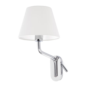 ETERNA Lampada da parete con lettore sinistra chrome/bianca