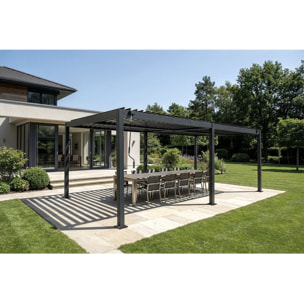Pergola bioclimatique autoportante en aluminium "Kensington" - 3 x 6 m - Gris