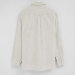 Camicia cotolino a righe beige regular fit con ricamo Polo Club