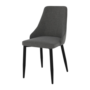 Lot de 2 chaises en tissu gris foncé et pieds en métal - Pipo