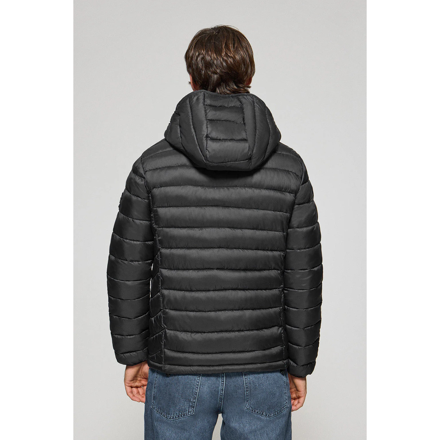 Giacca ultralight Corey nera con cappuccio rimovibile e ricamo PC
