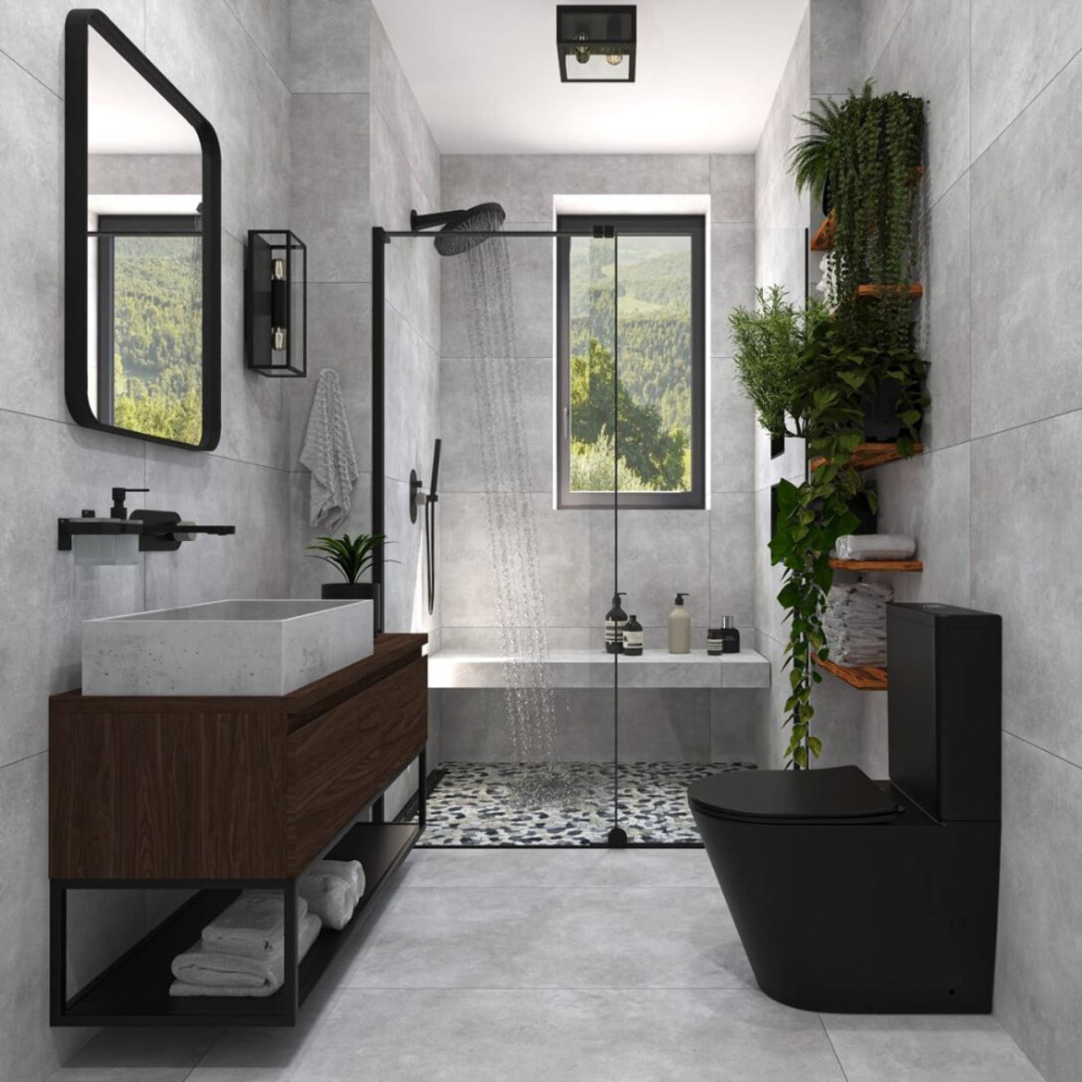 60x80 cm miroir suspendu rectangulaire, cadre en aluminium, noir (SATZOB6080CE)