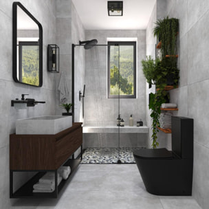 60x80 cm miroir suspendu rectangulaire, cadre en aluminium, noir (SATZOB6080CE)