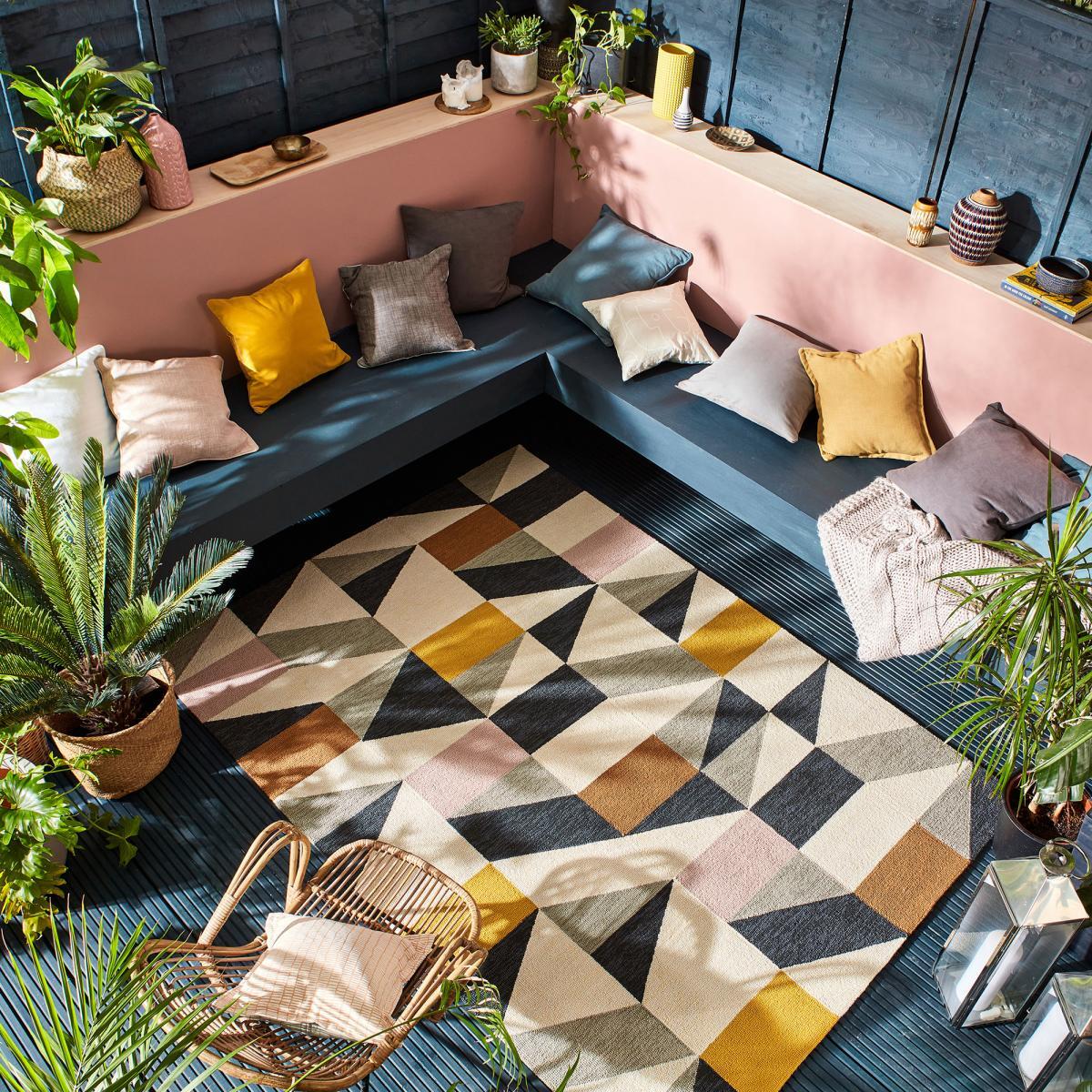 Tapis extérieur tissé kilim rectangle TARU