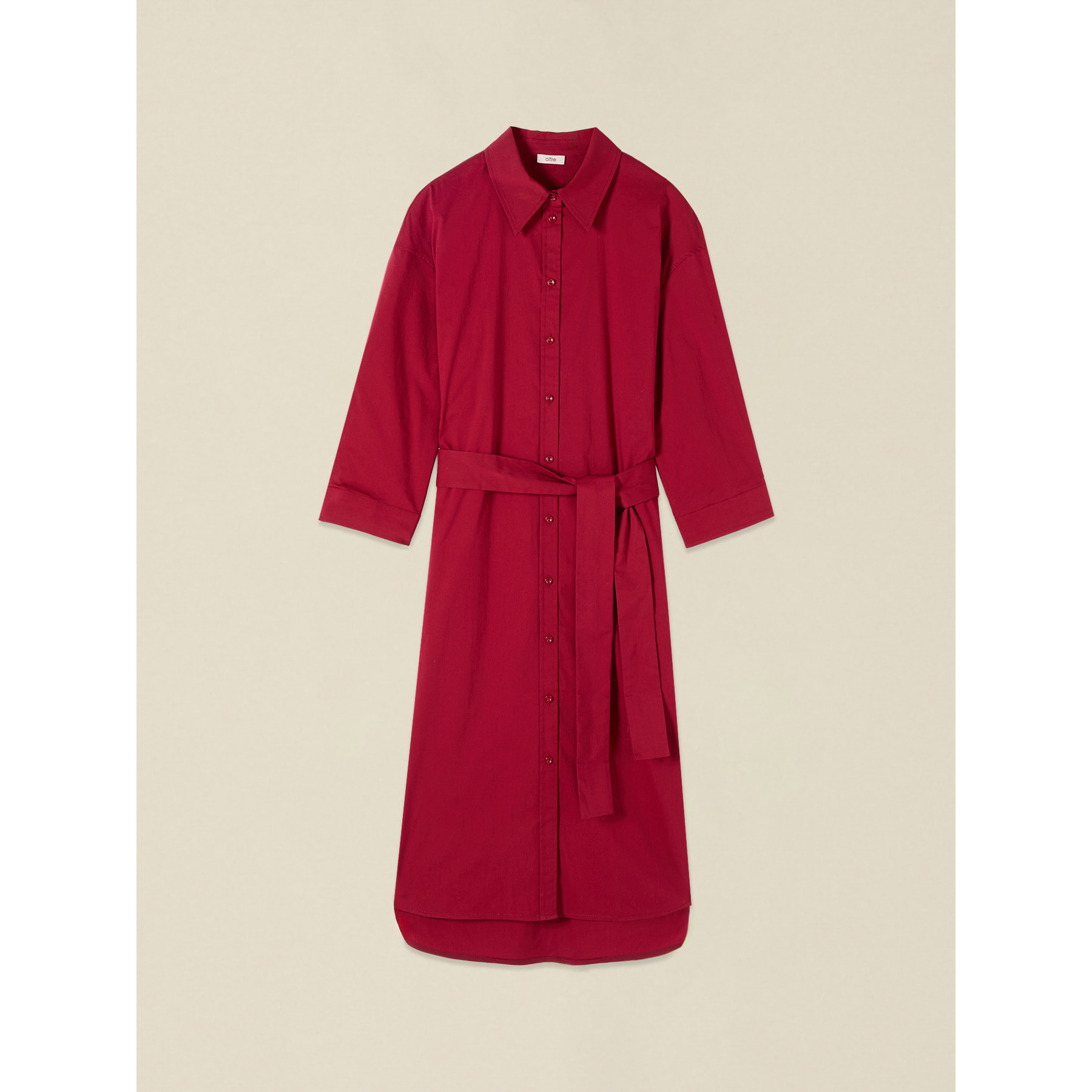 Oltre - Vestido camisero en popelín - Rojo
