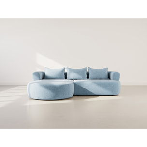 Angela - canapé d'angle gauche 4 places en velours texturé - Bleu