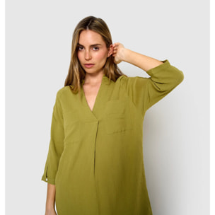 Vestido midi algodón lino lima
