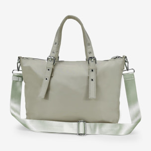 Bolso shopper verde con hebillas