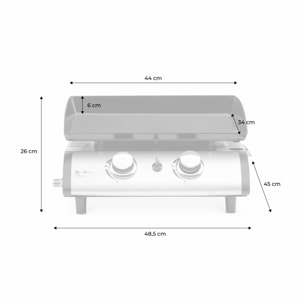 Plancha au gaz 2 brûleurs - Porthos - 5 kW. barbecue. cuisine extérieure. plaque émaillée. inox