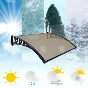 Pensilina Per Copertura In Policarbonato Alveolare Tettoia Modulabile Per Esterno Porte Balcone Finestre Elegante Resistente Fumè 80 x 120 cm