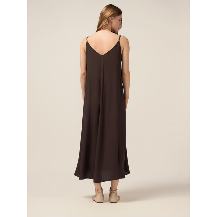 Oltre - Vestido largo de viscosa - Marrón