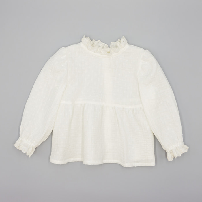 Camisa Blanca De Muselina Plumeti