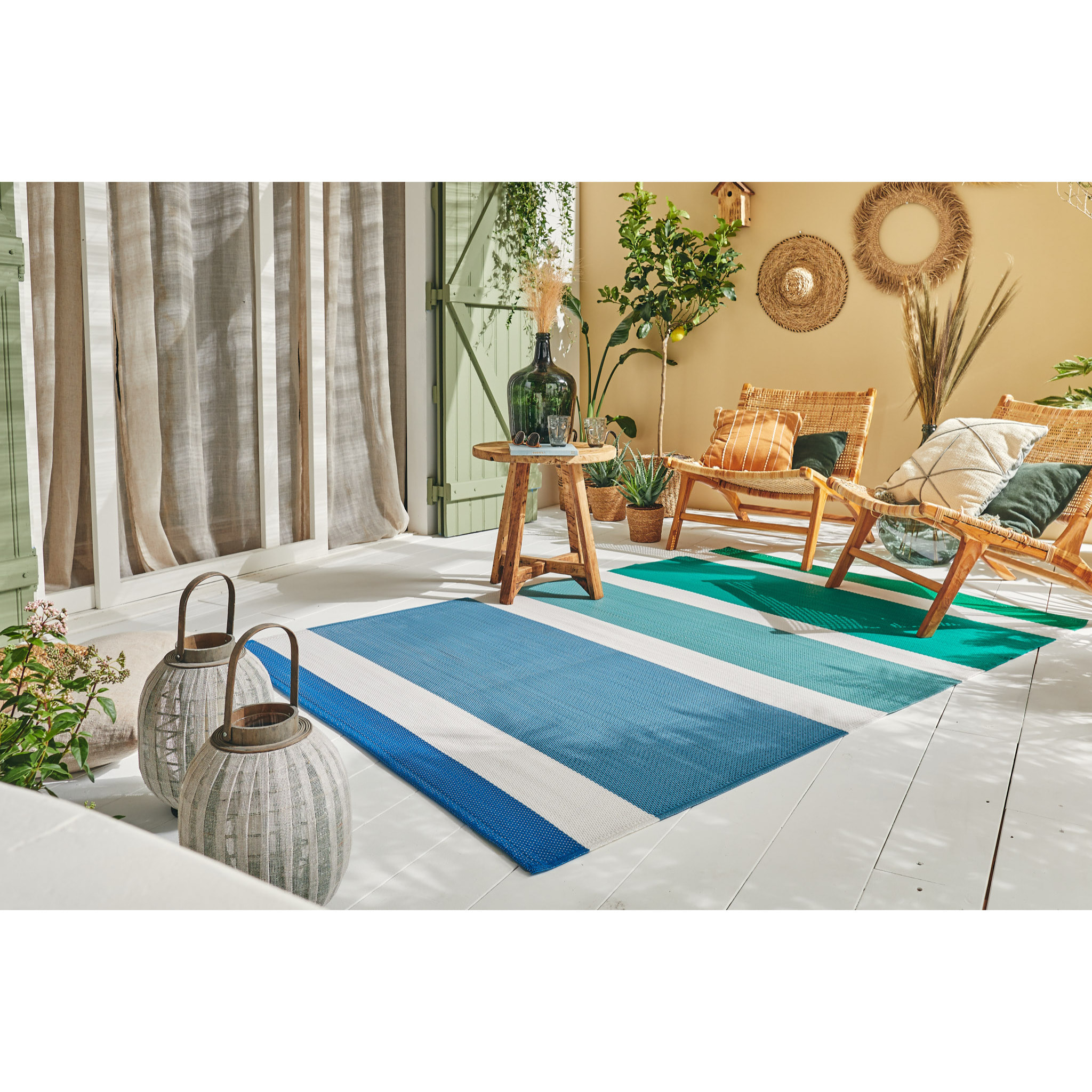 CAPRI - Tapis d'extérieur à motif ligne dégradée - Vert