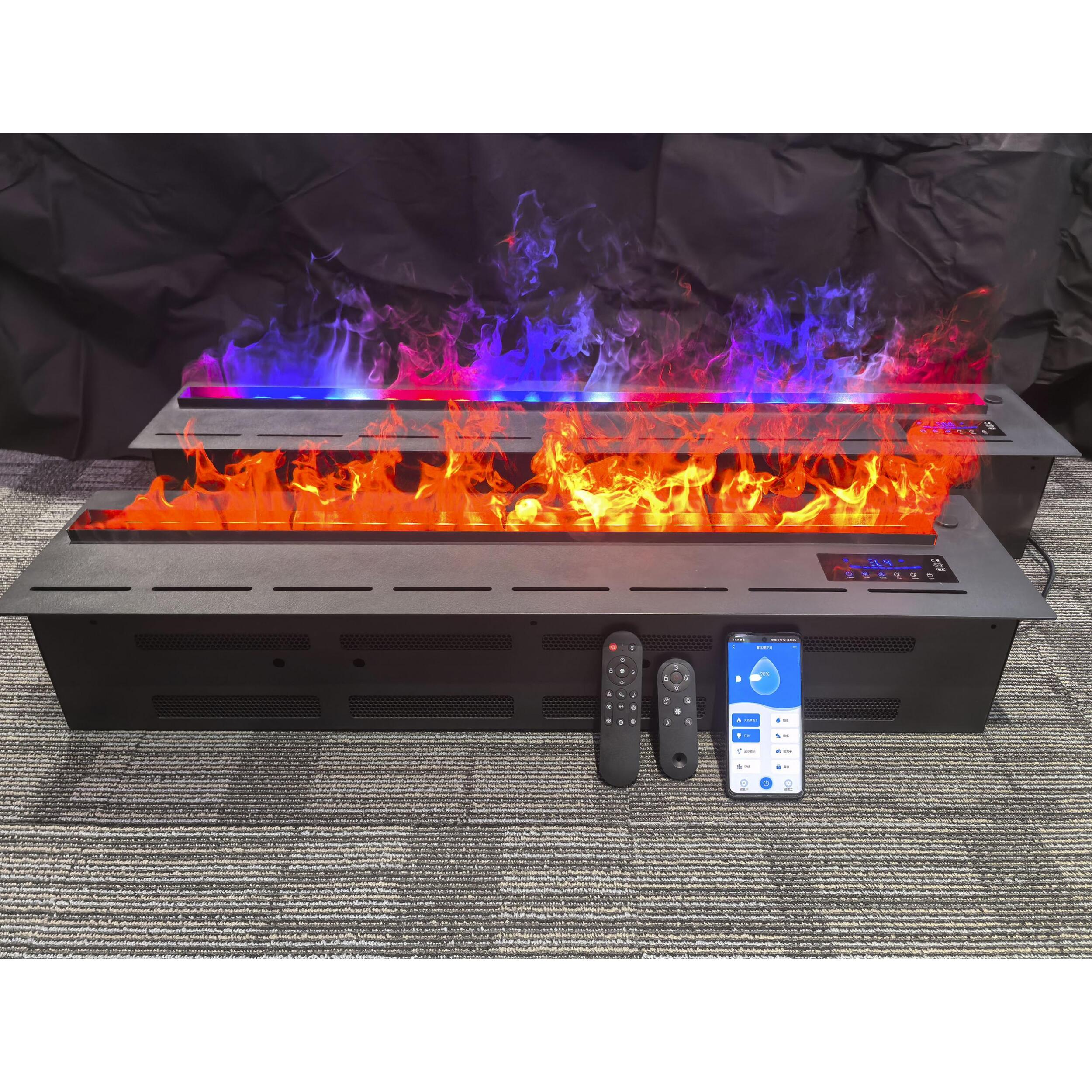 Cheminée décorative avec flamme simulée en différentes couleurs