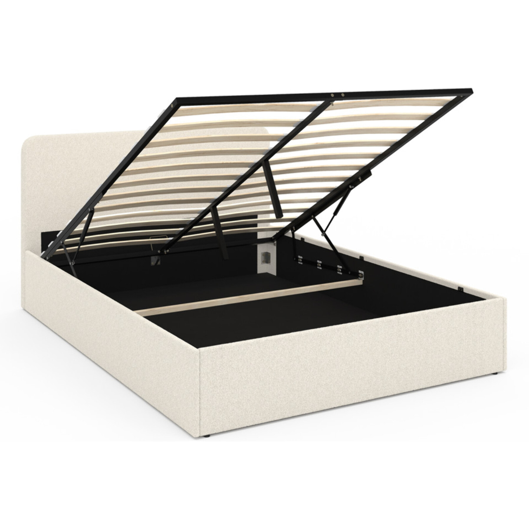 Lit avec tete de lit arrondie Louise - Blanc bouclette