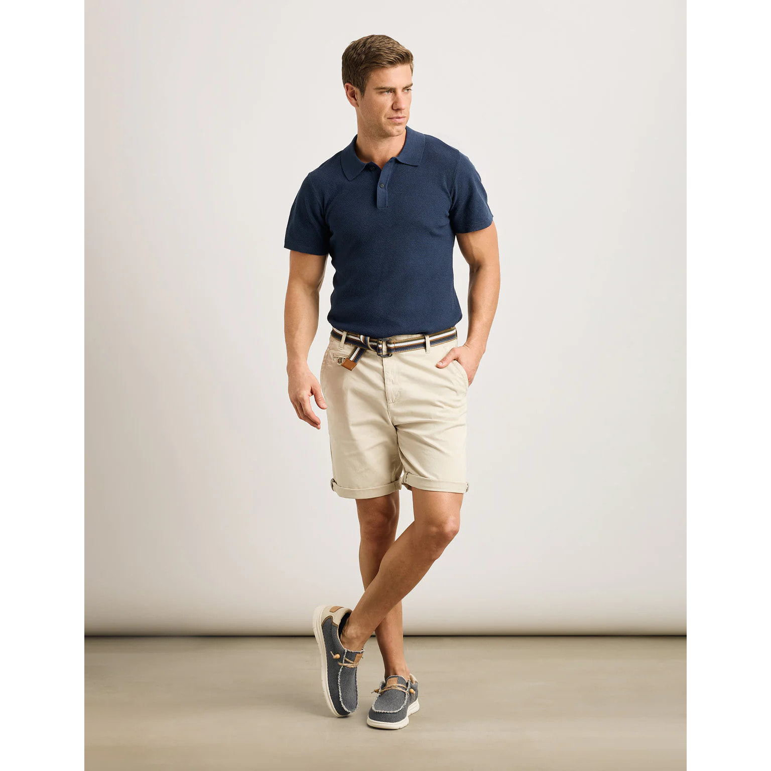 Bermuda Algodón con Cinturón Piedra - Esteban