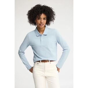 Polo azzurra a maniche lunghe, regular fit con ricamo Rigby Go